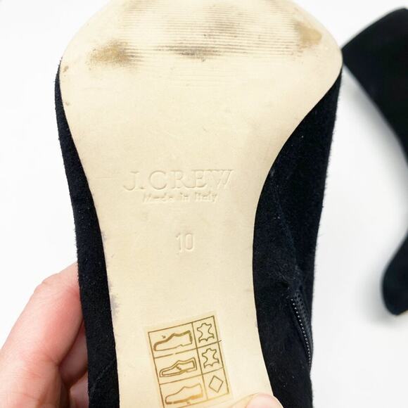 J. Crew Black Suede Stiletto Ankle Booties Women's Sz 10 Side Zip Made in Italy - Picture 7 of 9